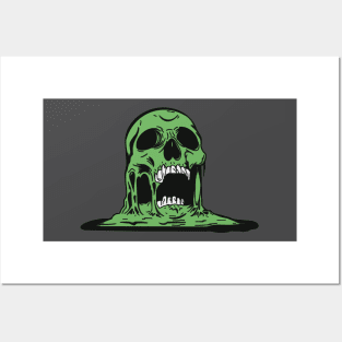 Lime green melting skull Posters and Art